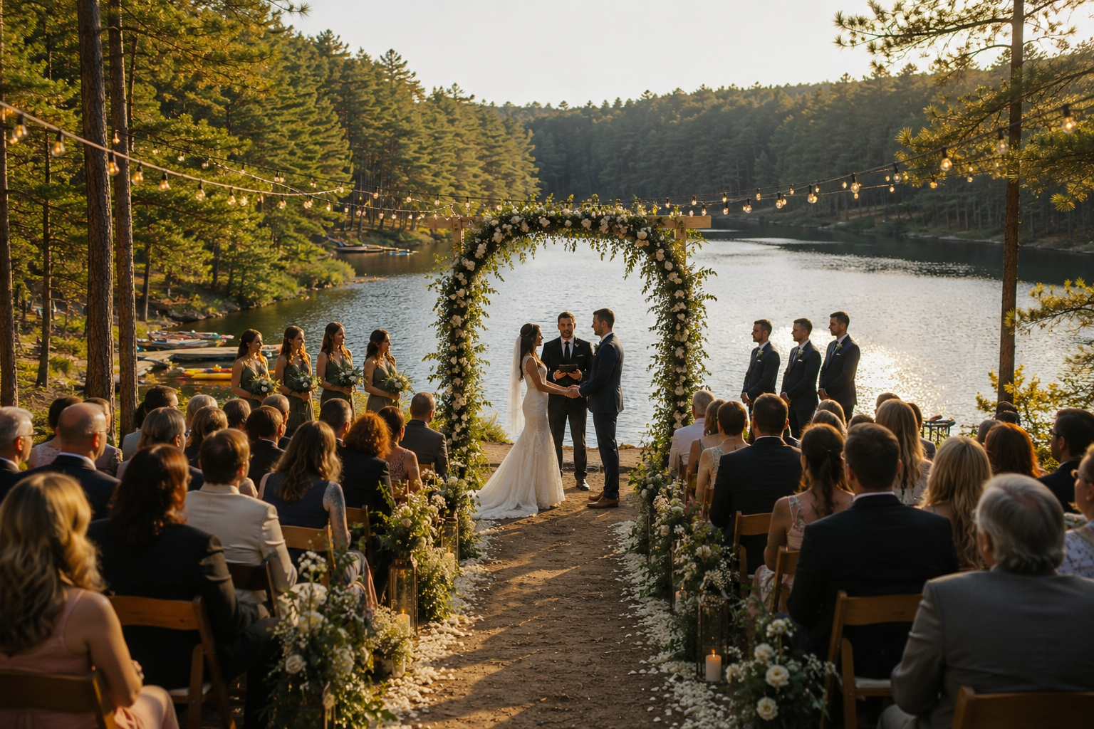 Outdoor wedding setting at Sparks Lake